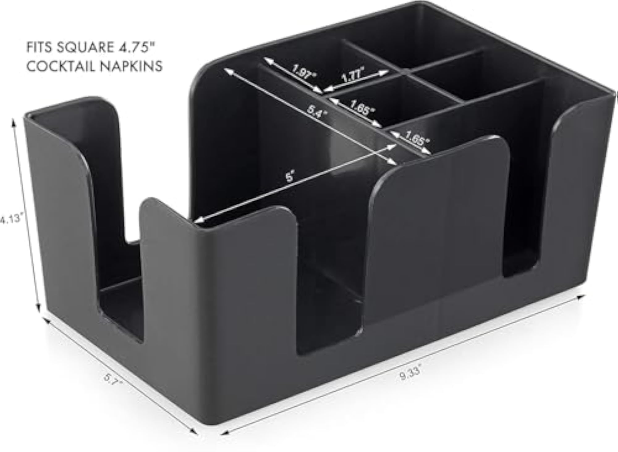 Bar Organizer with 6 Compartments, Black