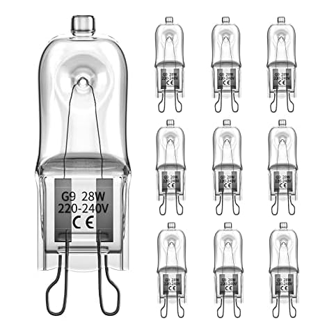 DoRight 10pcs G9 Halogen Bulbs 28W Dimmable Warm White 2700K Lamp Bulbs 2 Pin Clear Capsule Light Bulb for Chandelier Desk Lamp Pendant Lights Hanging Lights Sconce Lighting Cover