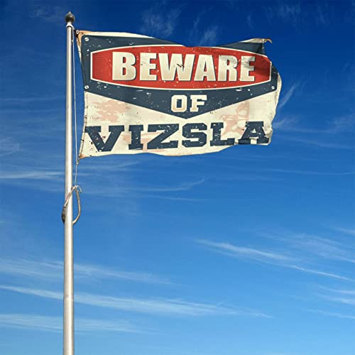 Drapeau de chambre Beware of Vizsla géant avec texte imprimé