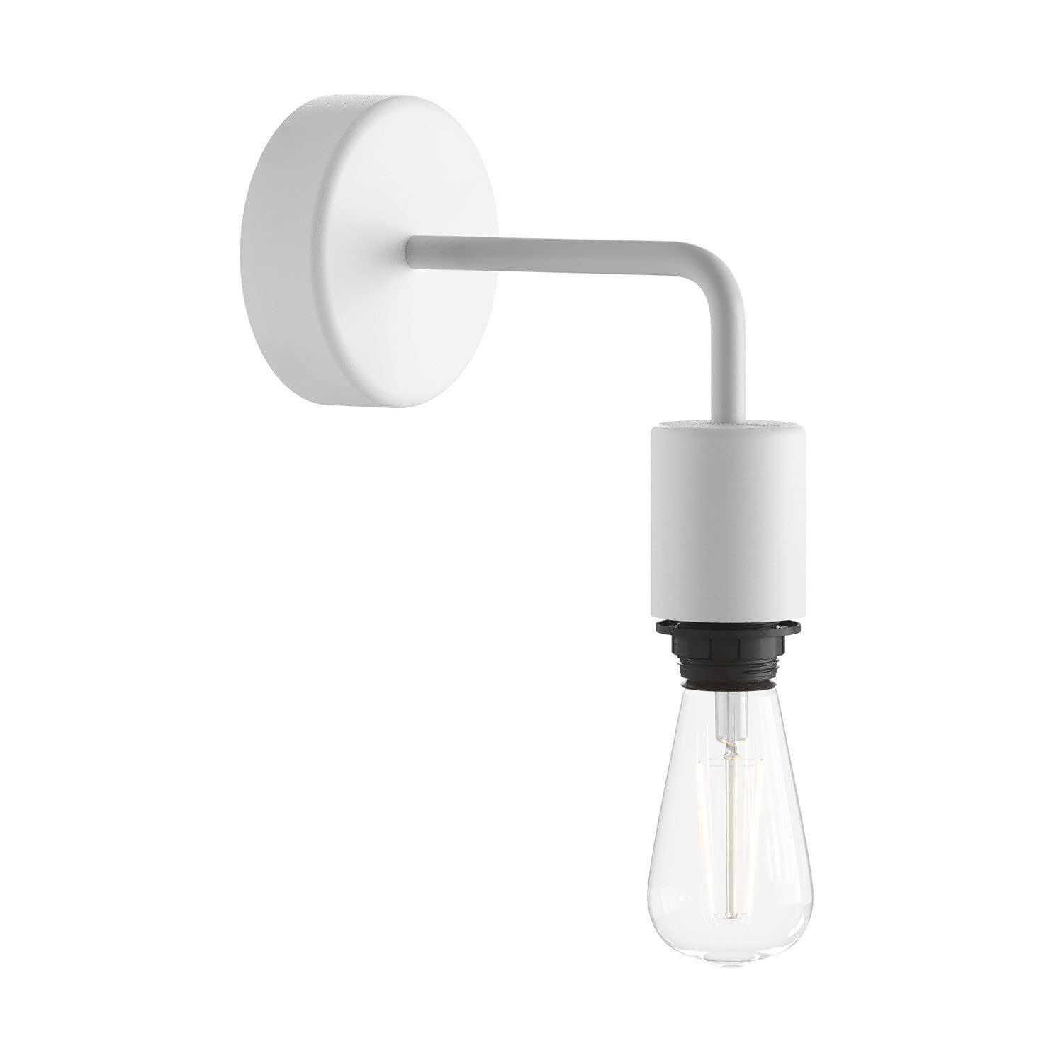 creative cables Fermaluce für Lampenschirme EIVA ELEGANT mit L-förmiger Verlängerung, Lampenbaldachin und wasserdichter IP65- Lampenfassung - Ohne Glühbirne, Weiß