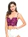 Joeoy Women's Purple Sexy Sheer Eyelash Lace Spaghetti Strap Crop Top Cami Bra-M