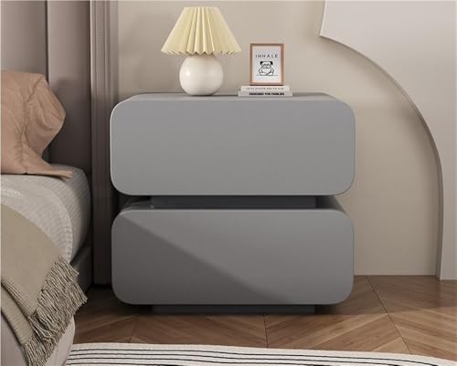 HJYBFA Simple Modern - Mesita de noche de lujo para dormitorio, estante de cuero de almacenamiento de madera maciza, para dormitorio, sala de estar (gris claro)