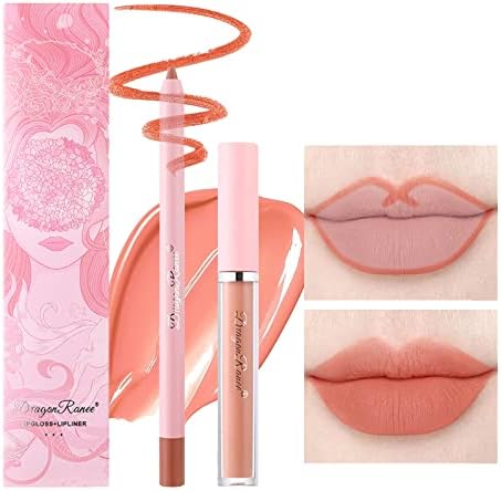 Orange Matte Lip Liner Pencil Lipstick Set,Long Wear Lip Liner Pen Velvet Creamy Matte Lip Stick Waterproof Lip Pencil Matte Lip Crayon Long Lasting Lip Liners High Pigmented Smooth Lip Colors Smudge Proof Lipstick Kit for Women (#7)
