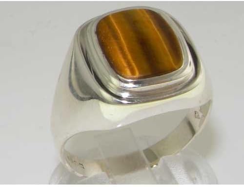 英国 ヴィンテージ シルバー925 タイガーアイ シグネットリング 21号