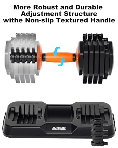Image of Adjustable Dumbbell Set, 10-in-1 25LB /50LB /90LB Ajustable Dumbbells with Safe Locking System, Enclosed Storage Tray, 1 Sec Fast Adjustment, Comfortable Non-Slip Textured Grip, Suitable for Home Gym Workouts Men and Women