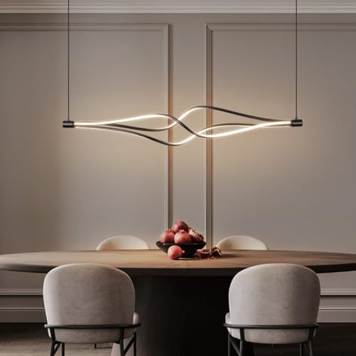 Lampe suspendue avec télécommande noire réglable pour éclairage de bureau moderne