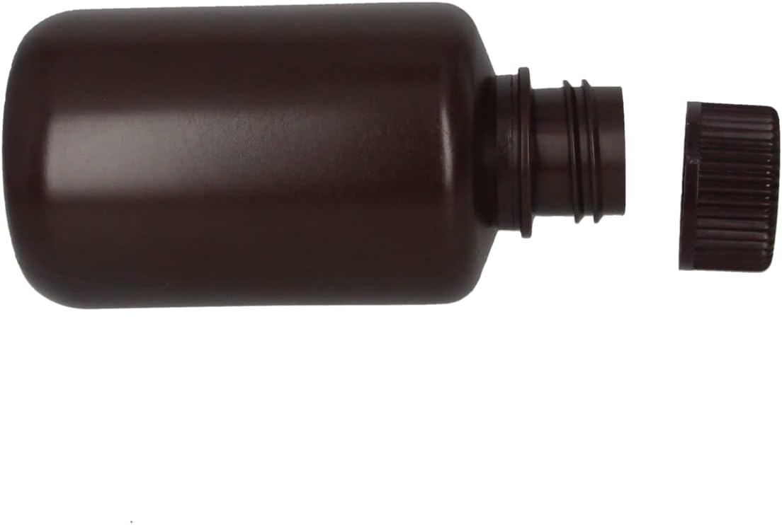 Aicosineg 8Pcs 4.22oz Plastic Bottles Lab Chemical Reagent Bottles 125ml Small Mouth Liquid Solid Round Bottles Sample Storage Container Sealing Storage Bottles with Cap for Food Stores Brown