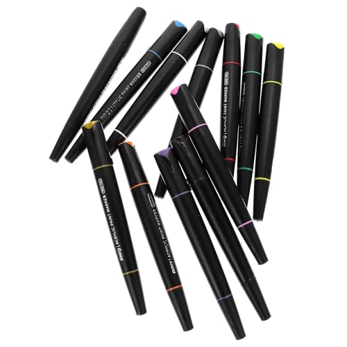 OFFSCH 12 piezas Rotuladores Acrílicos Doble Punta Impermeables Colores Vivos para Dibujo y Manualidades Bolígrafos Portátiles Multiusos para Arte y Decoración Hogar y Escuela