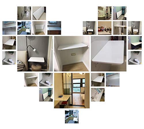 Mesa plegable montada en la pared, escritorio de cocina blanco con 2 soportes, acabado de piano brillante, mesa de pared que ahorra espacio, para oficina en casa, estación de trabajo plegable (39.5 x - imagen 8
