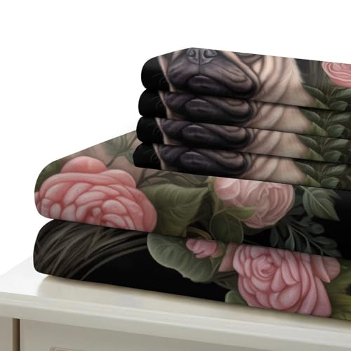 Housse de couette microfibre 220x240 fleurs de pavot lit King