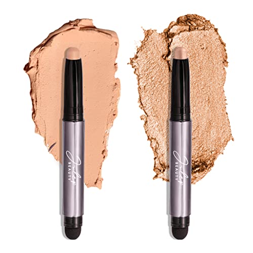Julep Eyeshadow 101 Crème To Powder Waterproof Eyeshadow Stick Duo; Desert & Champagne & With A Twist Lash Boosting Volumizing And Lengthening Mascara With Bamboo #TOP1