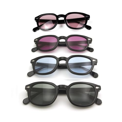 Lunettes de soleil rondes en acétate noir rose ou rouge style rétro mixte