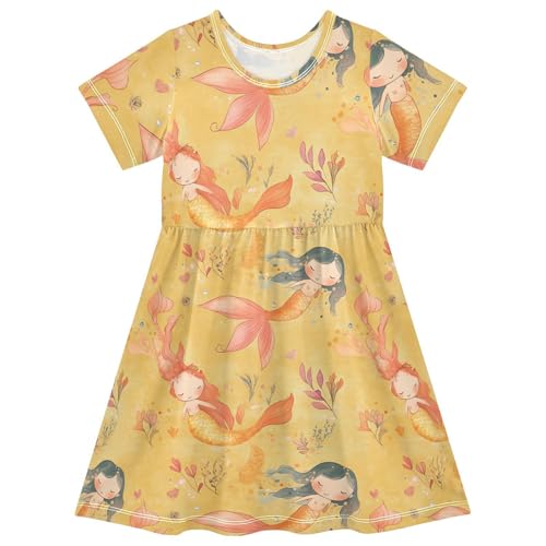 Girls Casual Dresses Short Sleeve Ruffle Hem Party Dress for Baby Girls'