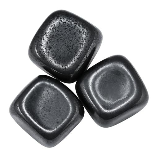 Image of Certified Hematite Crystal Healing Tumbled Stone, Natural Polished Crystals for DIY Crafts, Manifestation, Meditation, Pooja Feng Shui and Reiki Healing (30 Grams)