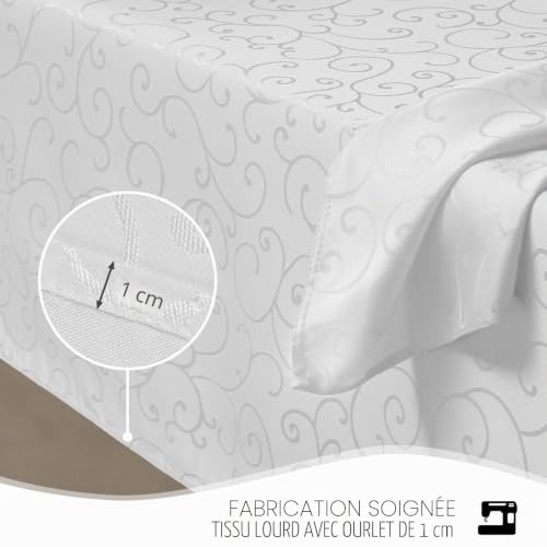 Nappe blanche rectangulaire抗污防水面料 140x240 cm lavable Romanstile