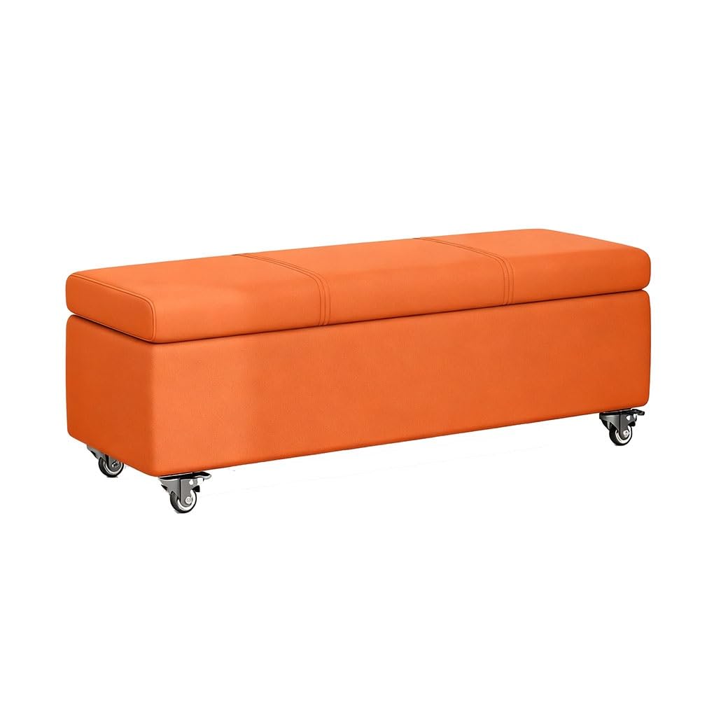 Ottoman avec rangement rectangulaire velours curcuma aux finitions soignées