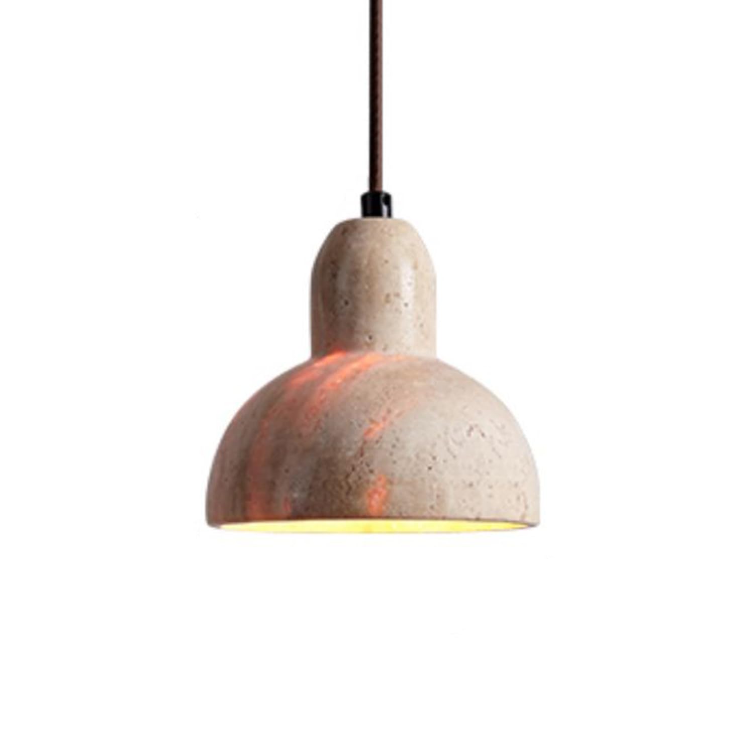 Mtnroo Multicolor Traditional Vintage Hanging Light Travertine Natural Pendant Lighting Fixture E27 Single Head Semi-Circular Chandelier Bedroom Bedside Ceiling Light Shade For Shop Restaurant Indoor