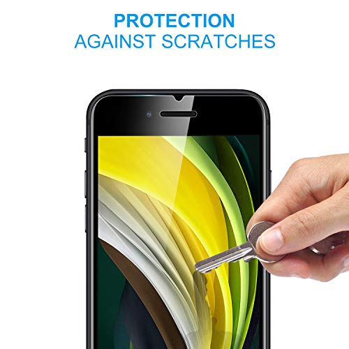(3 Pack ) Amuoc Tempered Glass Film for Apple iPhone SE 2020 Screen Protector and iPhone 8/7 Screen Protector, with (Easy Installation Tray) Anti Scratch, Bubble Fre