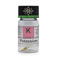 Potassium Metal Element 19 K Sample, 25 mg 99.9% Argon Sealed ampoule and Labeled Glass Vial