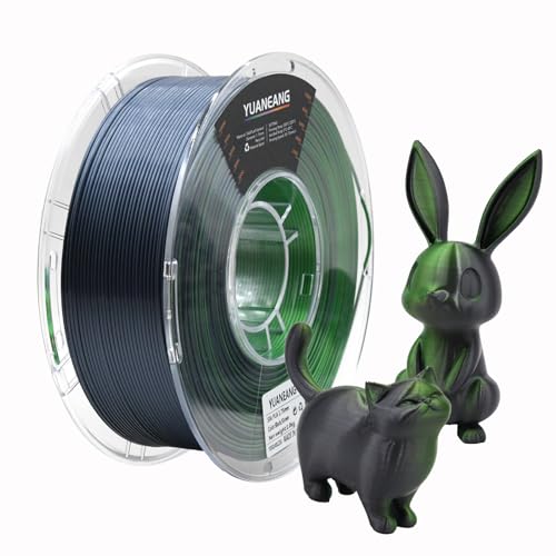 YUANEANG PLA 3D Printer Filament, Satin Matt Two-Tone, Dimensional Accuracy +/- 0.03mm, 1kg Spool (2.2lbs), 1.75mm, Blac