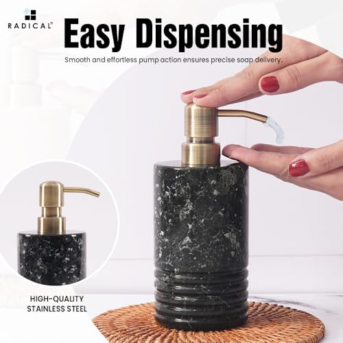 Image of Radicaln Marble Liquid Soap Dispenser 7.5'' Inches Black Handmade Pump Bottle Dispenser Hand Soap Dispenser for Bathroom