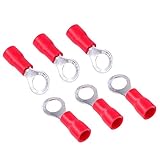 Glarks 100pcs 22-16 Gauge M5 Ring Electrical Insulated Quick Splice Crimp Terminals Connectors