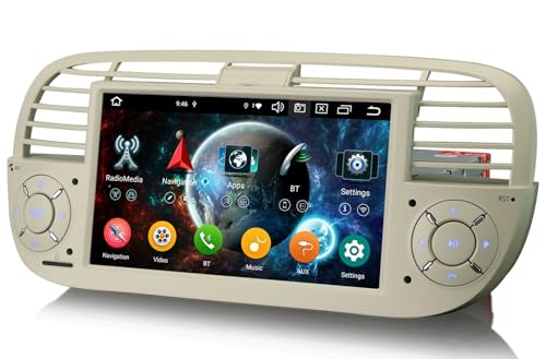 8 Cœurs 4Go 64Go Android 14 Autoradio pour Fiat 500 500C 500S 500E Carplay Android Auto Bluetooth 5.0 DSP WiFi 4G SWC FM Radio GPS Navigator Écran Tactile IPS