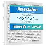 AmazEden 14x14x1 エアフィルター MERV 8 2個パック AmazEden MPR 600 プリーツ HVAC AC炉 防塵エアフィルター 交換用 (実際のサイズ: 13.75x13.75x0.75インチ)