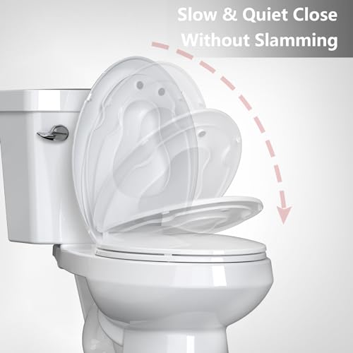 Toilet Seat Elongated,Toilet Seat with Toddler Seat Built in, Potty Training Toilet Seat Elongated Fits Both Adult and Child, with Soft Close,Easy Install and Clean - White(2 Piece)