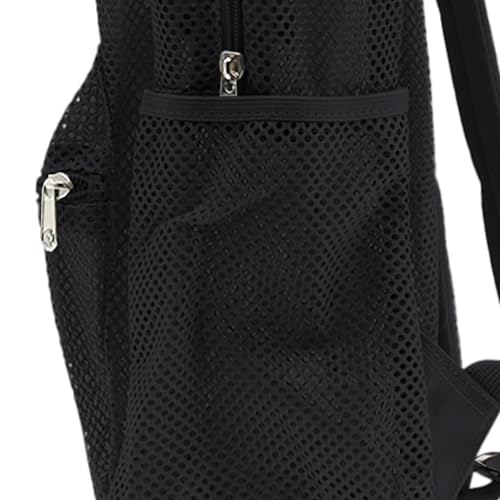 Heavy Duty Mesh Backpacks, Transparent See Through Shoulder Bag with Padded Shoulder Straps for Swimming,Beach(Black)4