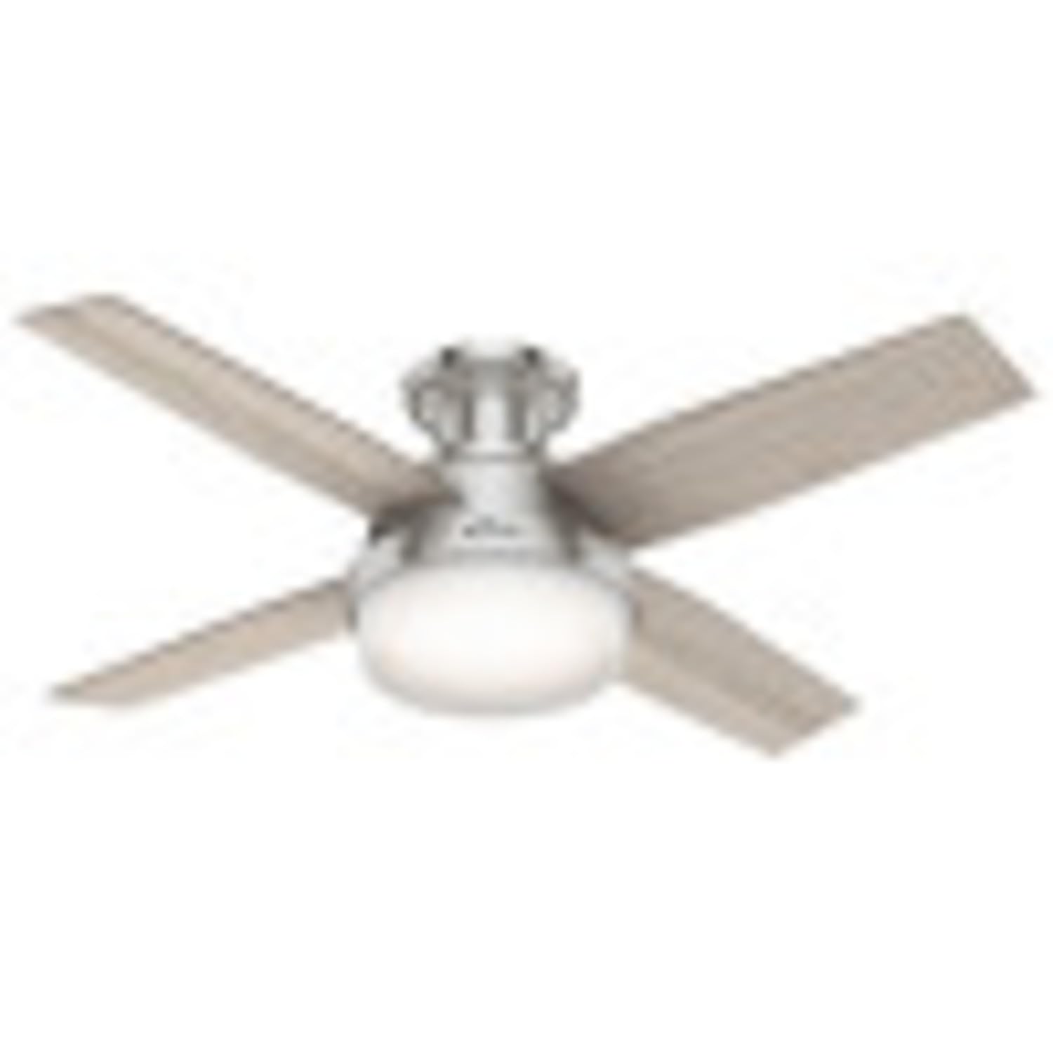 Hunter44 inch Indoor Ceiling Fan with LED Light and Remote Control - Modern Ceiling Fan, Low Profile Mount, 4 Blades, For Bedroom, Living Room, or Kitchen, Quiet - Dempsey 50282, Brushed Nickel