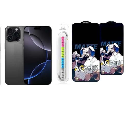 Image of Edge To Edge Matte Tempered Glass Screen Protector Compatible With iPhone 16 Pro Max, 9H Hardness, Anti-Fingerprint, FHD Clear Pack 2
