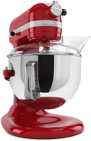 KitchenAid Stand Mixer with a clear pouring shield attached to the bowl