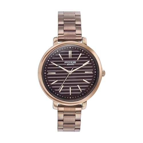 Sonata Poze Quartz Brown Dial Brown Metal Strap for Women-SP80081KM01WF (B0DDTYCHM8) Amazon Price History, Amazon Price Tracker