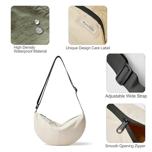 Image of Nylon Crossbody Bag For Women Men Casual Lightweight Crescent Shoulder Hobo Purse With Wide Adjustable Strap