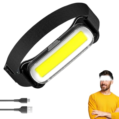 Generico Lampada frontale impermeabile, lampada frontale per esterni - Torcia frontale da campeggio a LED impermeabile,Torce da campeggio ultra luminose, lampada frontale a fascio largo Cob