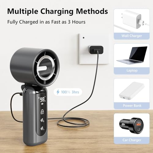 Mini ventilador de mano con IA y batería de 4000 mAh para el calor 8
