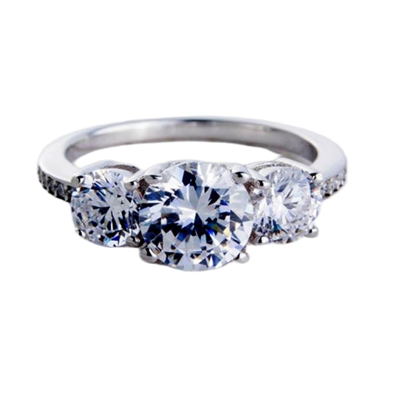 Bague imposante argent sterling 925 pierre CZ transparente anneau plaqué argent