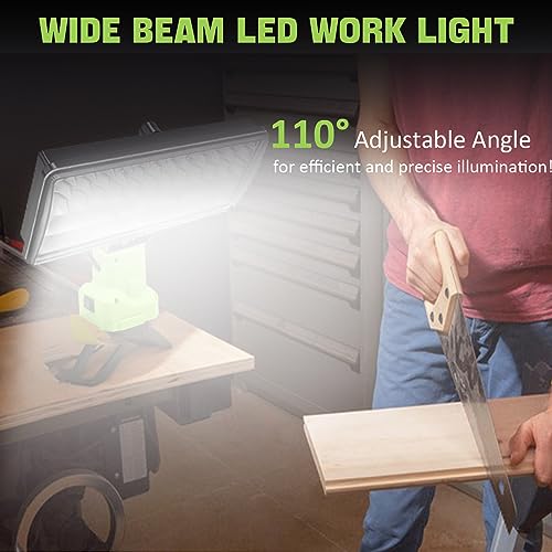 Image of 6000 LM 38W Cordless LED Work Lights Compatible with Ryobi 18V /20V Battery Portable Super Bright Flashlight LED Flood Light with 2 Modes Setting & Upgraded Short-Circuit Protection