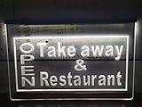 KEYQEEN Open Letrero de neón LED para Restaurante Take Away, decoración de Pared, Controlador de 24 Teclas, Luces de neón USB, Luces nocturnas, Letrero Luminoso,40x30cm