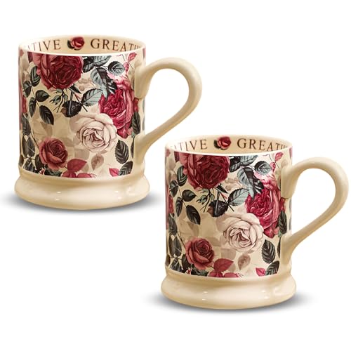 MIATTCLD Coffee Mug Set 2 Pieces 380ml Porcelain Cups for Latte Tea Milk Cappuccino Hot Chocolate | Hot Drinks Mugs for Home Kitchen Office (C)