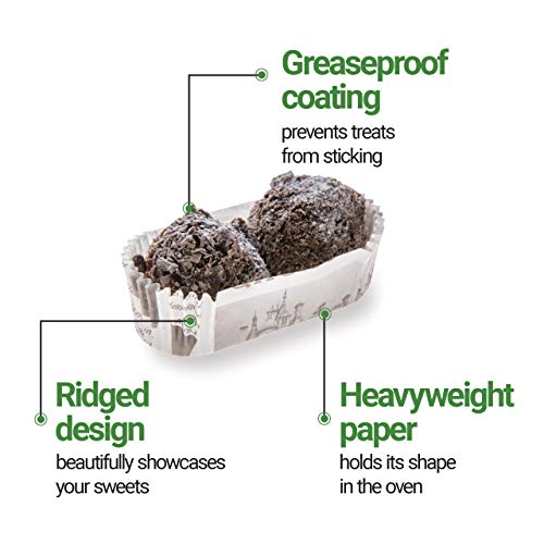 Panificio Premium 3-Inch Baking Cups: Regular-Ridged Elliptical Paper Baking Cups Perfect For Muffins, Cupcakes Or Mini Snacks - Black & White Press Print Design - Disposable And Recyclable - 200-Ct #TOP4