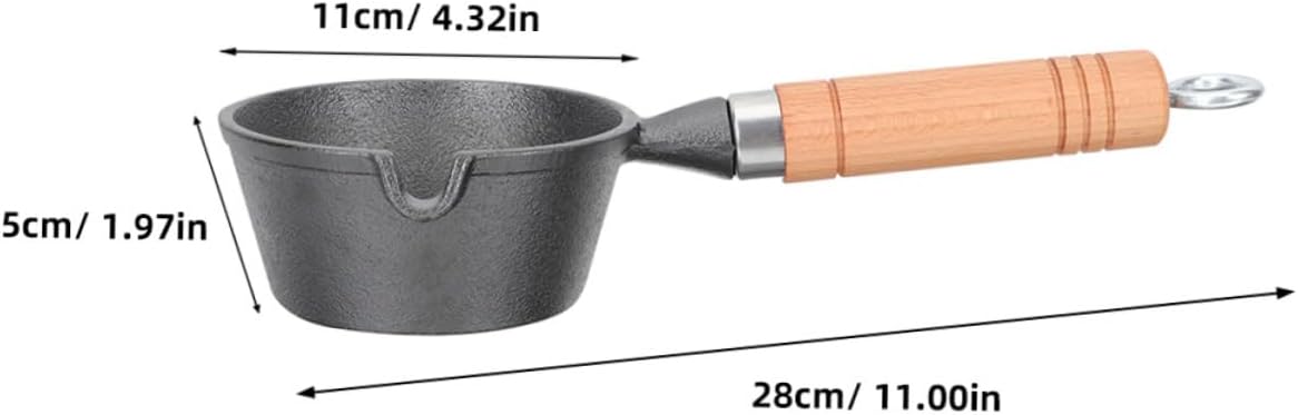 LIFKOME 2pcs Mini Wok Iron Small Pot for Cooking Cookware Spout Oil Heating Pot Kitchen Saucepan Lid