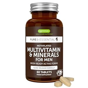 Igennus Methylated Men’s Multivitamin, 21 Actives, Clean Label, All Day Nutrient Delivery, Expertly Formulated For Male Wellness, Energy & Heart Health, 60 Easy-to-Swallow Vegan Tablets, Non-GMO,Halal