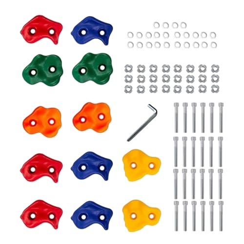 Image of Multisize Rock Climbing Holds Play Set For Kids, Adult Wall Climbing Stone For DIY Children Playground Wall /Wood Block (Pack of 12) ,10 Cm
