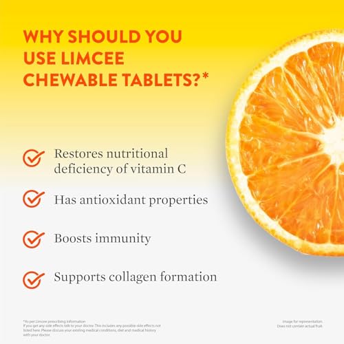 Image of Limcee Chewable Natural Vitamin C Chewable Tablets 500mg || Tangy Orange Flavour || Boost Immunity || Supports Energy || Antioxidant || Skin Care || Men and Women -15 Tabs (Pack of 5)