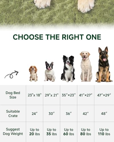 Image of KSIIA Washable Dog Bed Medium Size Dog Crate Bed Pet Mat 29 inchx21 inch Green | Deluxe Plush Comfy Kennel Pad, Anti-Slip Bottom,Deep Sleeping Mat for Medium Dogs,Machine Washable for Easy Cleaning