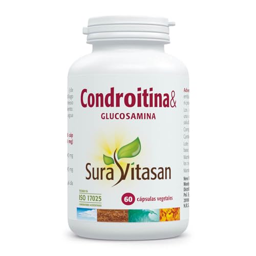 SURA VITASAN Condroitina & Glucosamina 60 Cápsulas – Apoyo Articular y Cuidado de los Cartílagos – Suplemento con Glucosamina 500mg Libre de Sodio y Condroitina 400 mg de Alta Pureza
