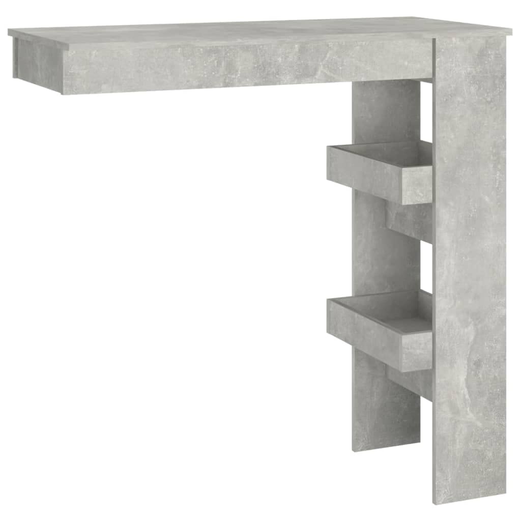 vidaXL Mesa de Bar de Pared Mesita de Comedor Alta Pub Barra Salón Cocina Restaurante Cafetería Muebles Madera Contrachapada Gris 102x45x103,5cm