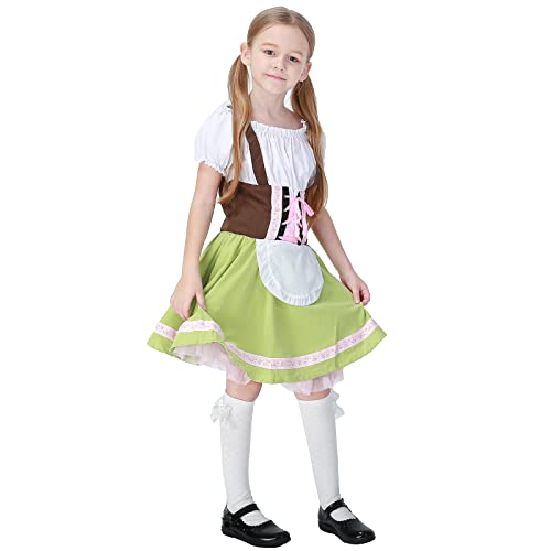 Rabiss Kid Girls Oktoberfest Costume German Fraulein Bavarian Dirndl Dress Child Halloween Cute Beer Maid Costumes Beer Babe Oktoberfest Costume Little Girl Dirndl Dress Kids German Dirndl Dress #TOP1